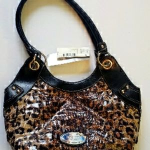 Rosetti Leopard Print Shoulder Bag with Black Accents
